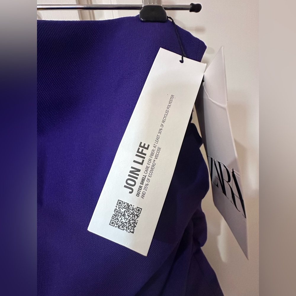 Zara Bold Purple Strapless Draped Top - Picture 6 of 16